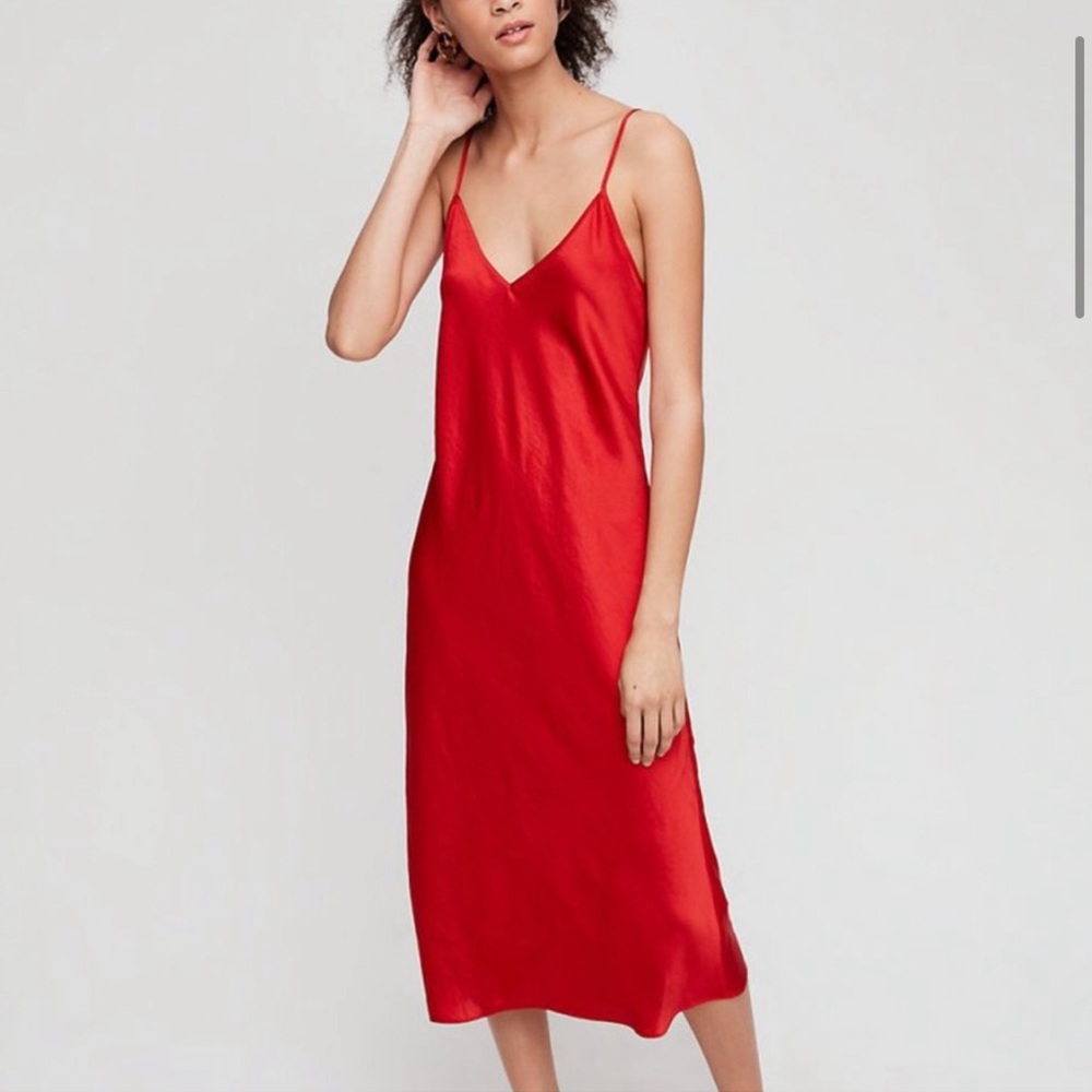 NWT Aritzia Christine Slip Dress in Goji Berry (red)